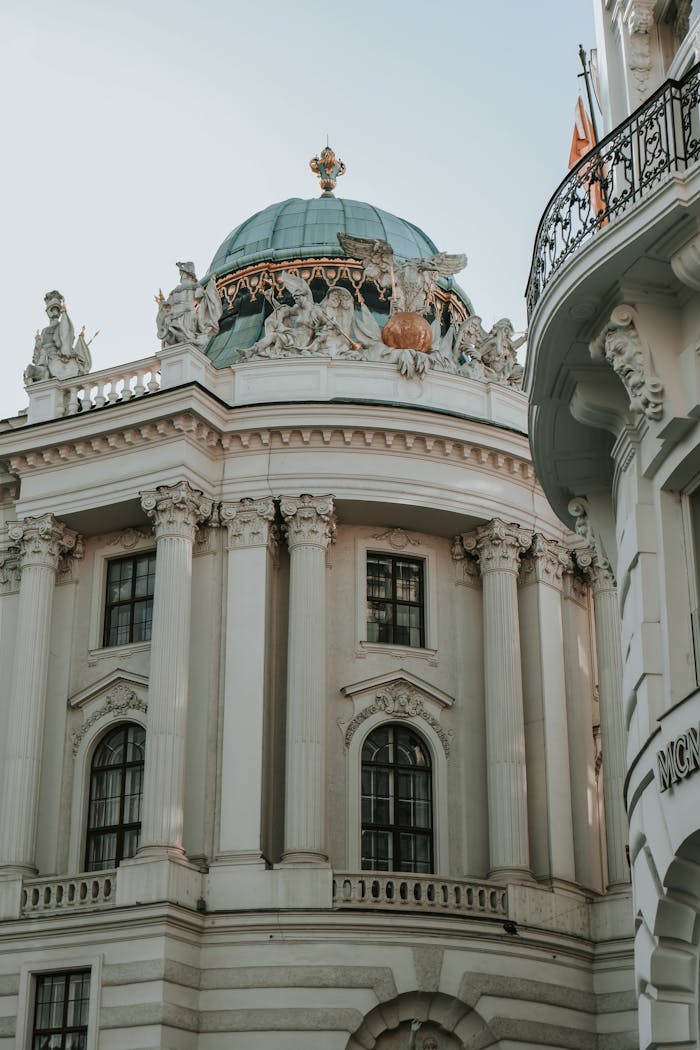Elegant dome and ornate architecture in Vienna, capturing the citys historic charm.